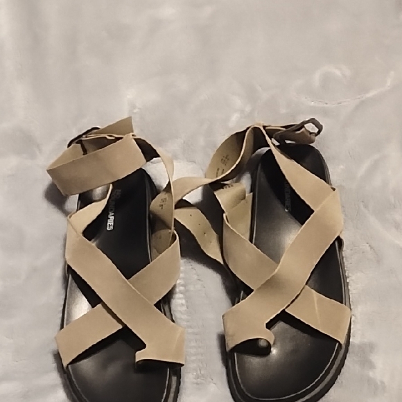 No Boundaries Shoes - No Boundaries Beige Crisscross Sandals